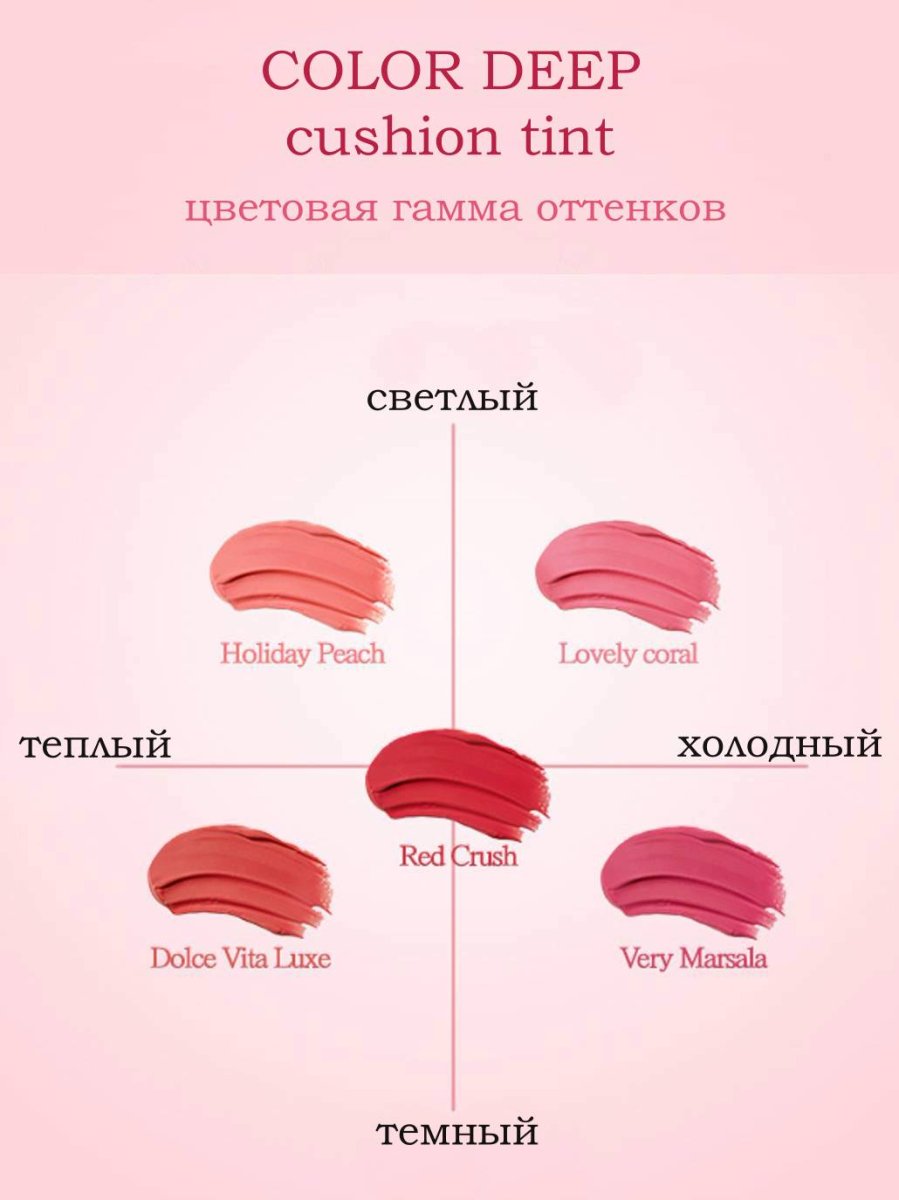 COLOR DEEP LOVELY CORAL Тинт-кушон для губ, цвет Коралловое блаженство